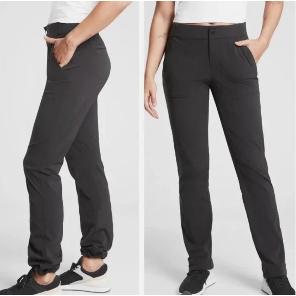 Athleta Trekkie Hike Pants NWT $98 26W Ripstop Cinchable Bottom Black Gorpcore‎
